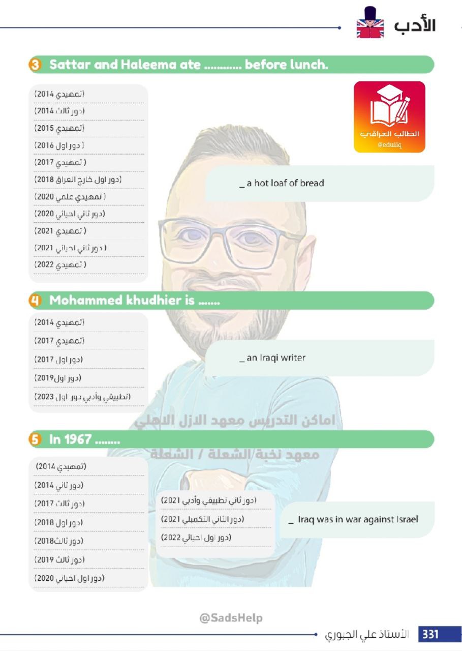 ملزمة علي الجبوري وزاريات ادب الانكليزي السادس الاعدادي – تحميل PDF