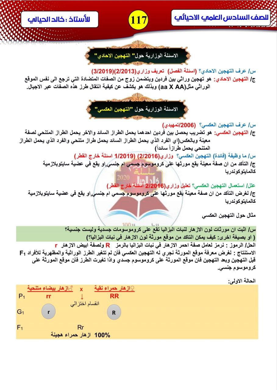 ملزمة خالد الحيالي وزاريات وراثة السادس العلمي – تحميل PDF