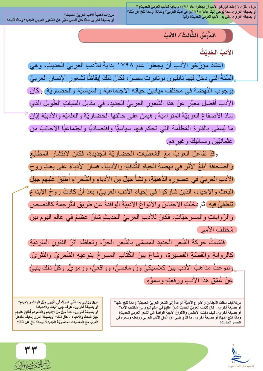 كتاب الادب مؤشر عبد الحكيم محمد خليل السادس الاعدادي – تحميل PDF