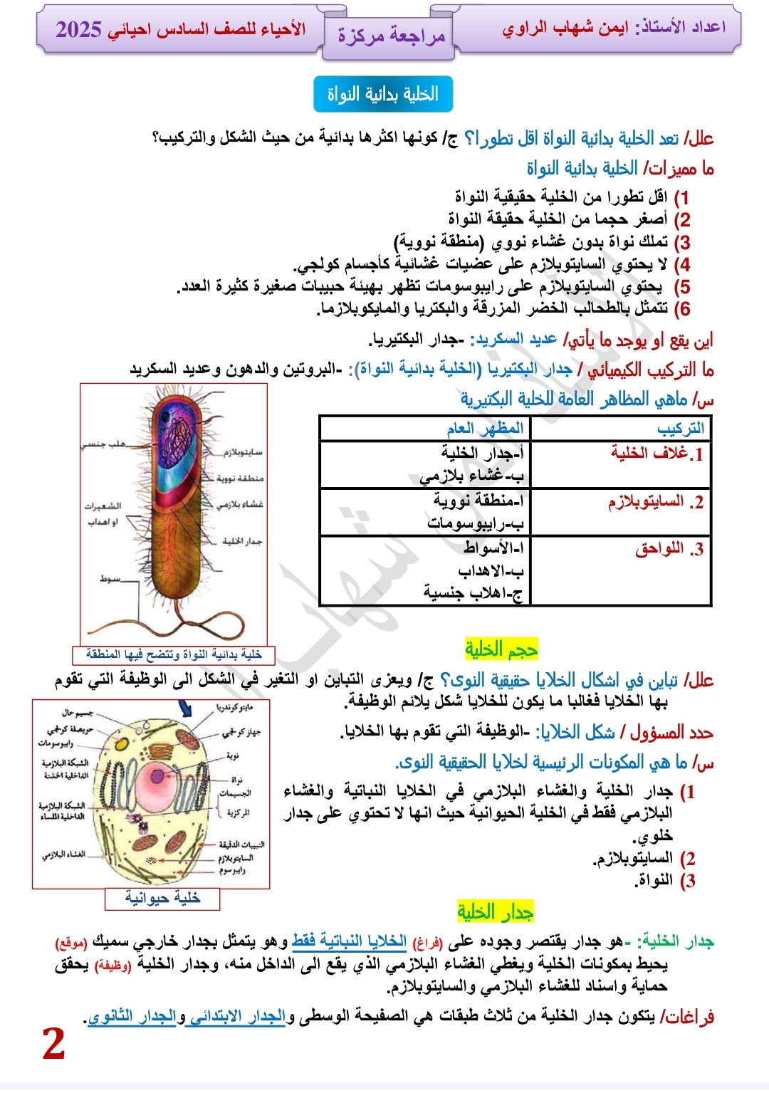 ملزمة ايمن شهاب الراوي مراجعة مركزة احياء السادس العلمي – تحميل PDF